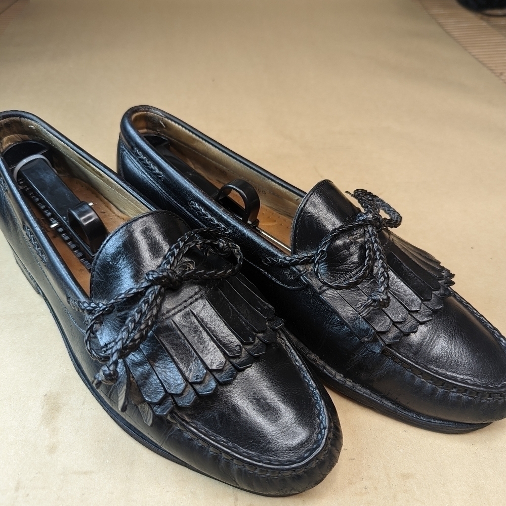 Allen Edmonds "Alton" Double Kiltie Black Leather Loafers. Men's Size 9.5C. Nice